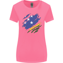 Torn Solomon Islands Flag Day Football Womens Wider Cut T-Shirt Azalea
