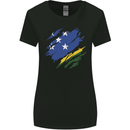 Torn Solomon Islands Flag Day Football Womens Wider Cut T-Shirt Black