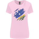 Torn Solomon Islands Flag Day Football Womens Wider Cut T-Shirt Light Pink