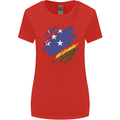 Torn Solomon Islands Flag Day Football Womens Wider Cut T-Shirt Red