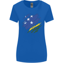 Torn Solomon Islands Flag Day Football Womens Wider Cut T-Shirt Royal Blue