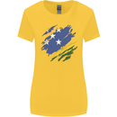 Torn Solomon Islands Flag Day Football Womens Wider Cut T-Shirt Yellow