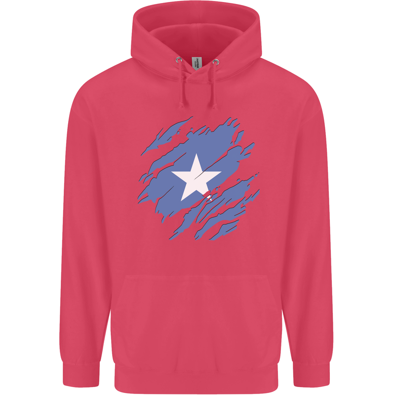Torn Somalia Flag Somalian Day Football Childrens Kids Hoodie Heliconia
