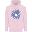 Torn Somalia Flag Somalian Day Football Childrens Kids Hoodie Light Pink