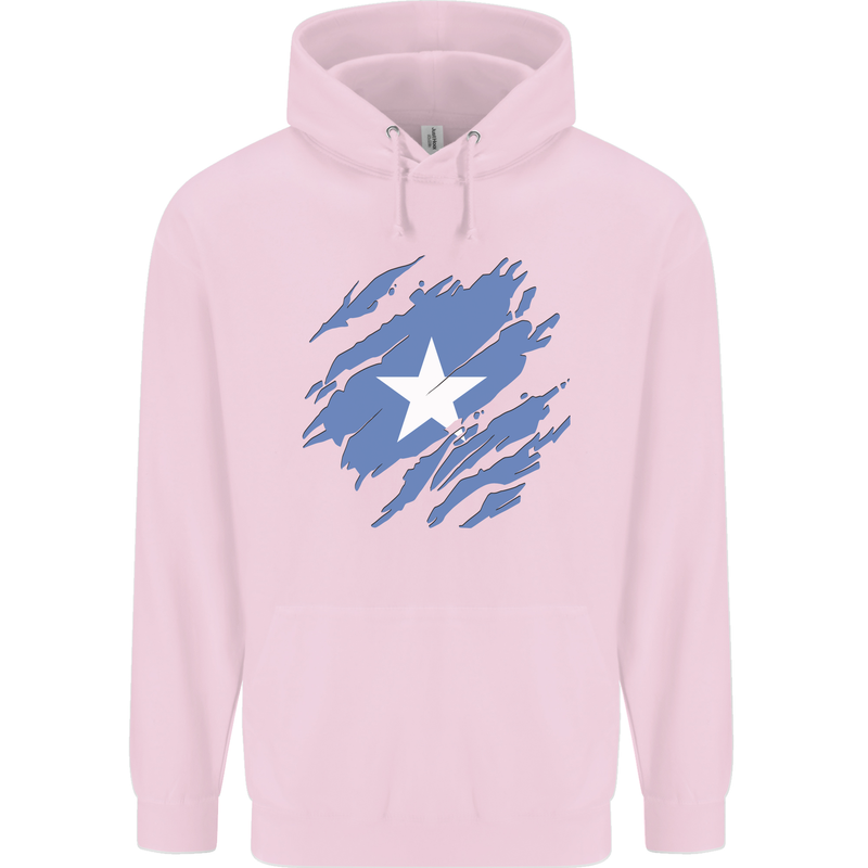 Torn Somalia Flag Somalian Day Football Childrens Kids Hoodie Light Pink