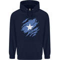 Torn Somalia Flag Somalian Day Football Childrens Kids Hoodie Navy Blue
