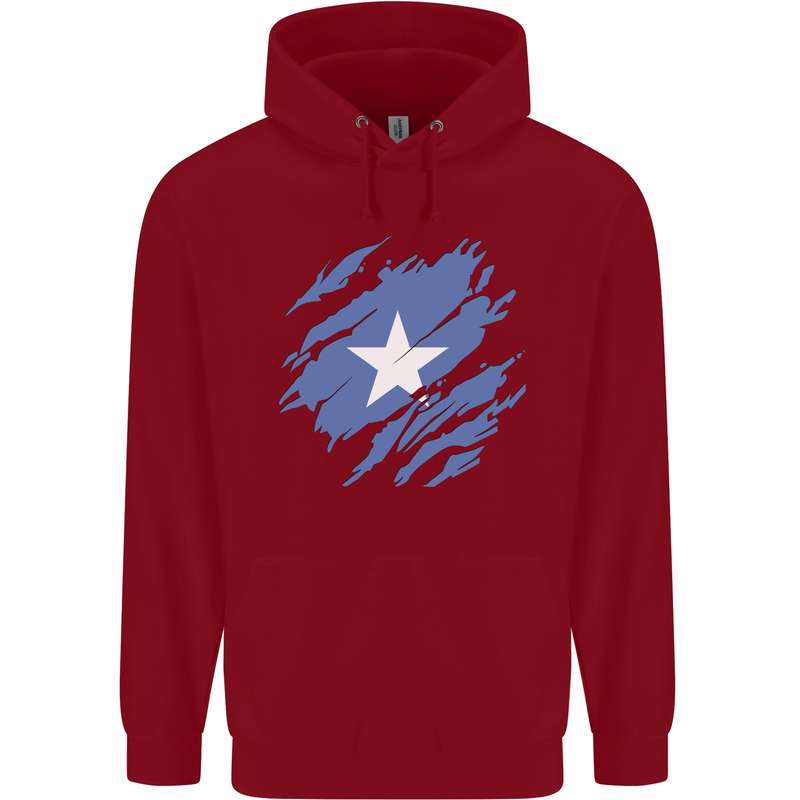 Torn Somalia Flag Somalian Day Football Childrens Kids Hoodie Red