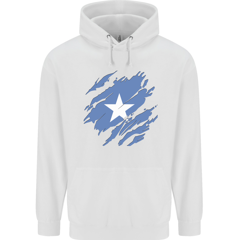 Torn Somalia Flag Somalian Day Football Childrens Kids Hoodie White