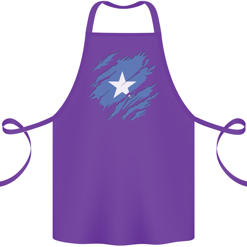 Torn Somalia Flag Somalian Day Football Cotton Apron 100% Organic Purple