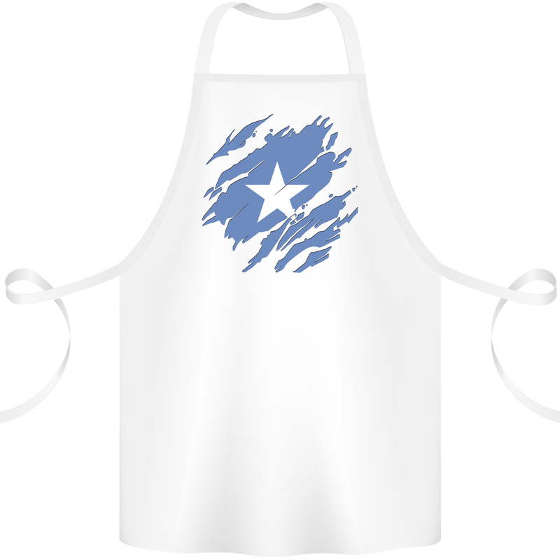 Torn Somalia Flag Somalian Day Football Cotton Apron 100% Organic White