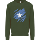 Torn Somalia Flag Somalian Day Football Kids Sweatshirt Jumper Forest Green