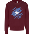 Torn Somalia Flag Somalian Day Football Kids Sweatshirt Jumper Maroon