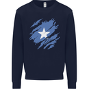 Torn Somalia Flag Somalian Day Football Kids Sweatshirt Jumper Navy Blue