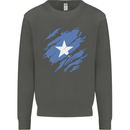 Torn Somalia Flag Somalian Day Football Kids Sweatshirt Jumper Storm Grey
