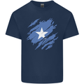 Torn Somalia Flag Somalian Day Football Kids T-Shirt Childrens Navy Blue