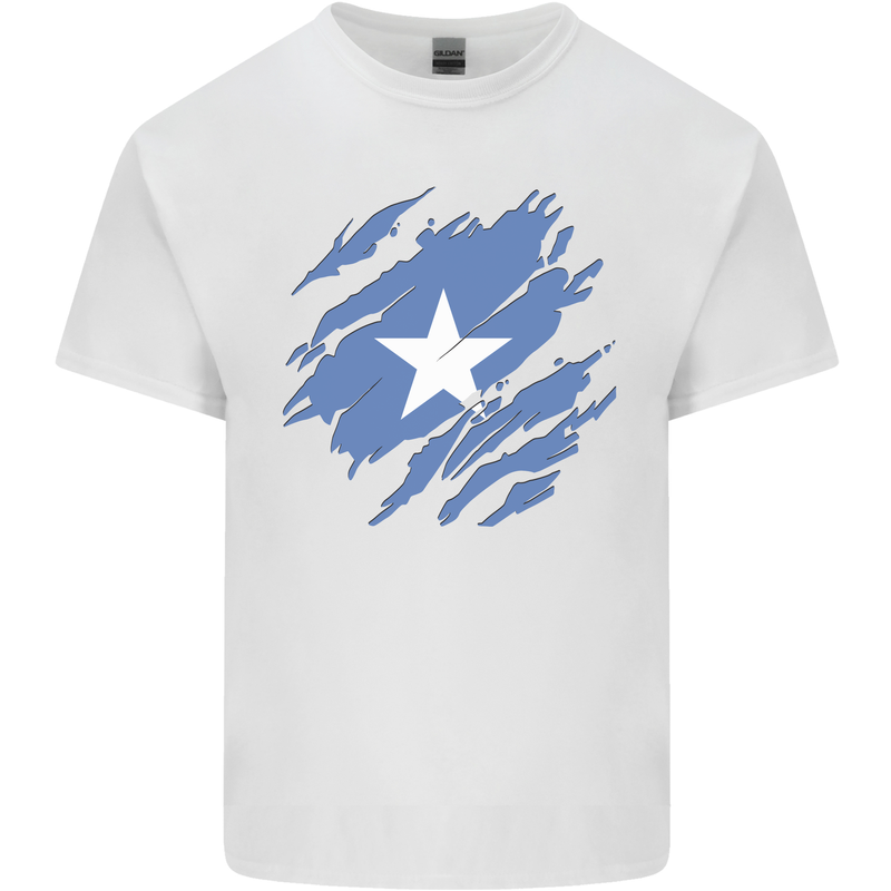 Torn Somalia Flag Somalian Day Football Kids T-Shirt Childrens White