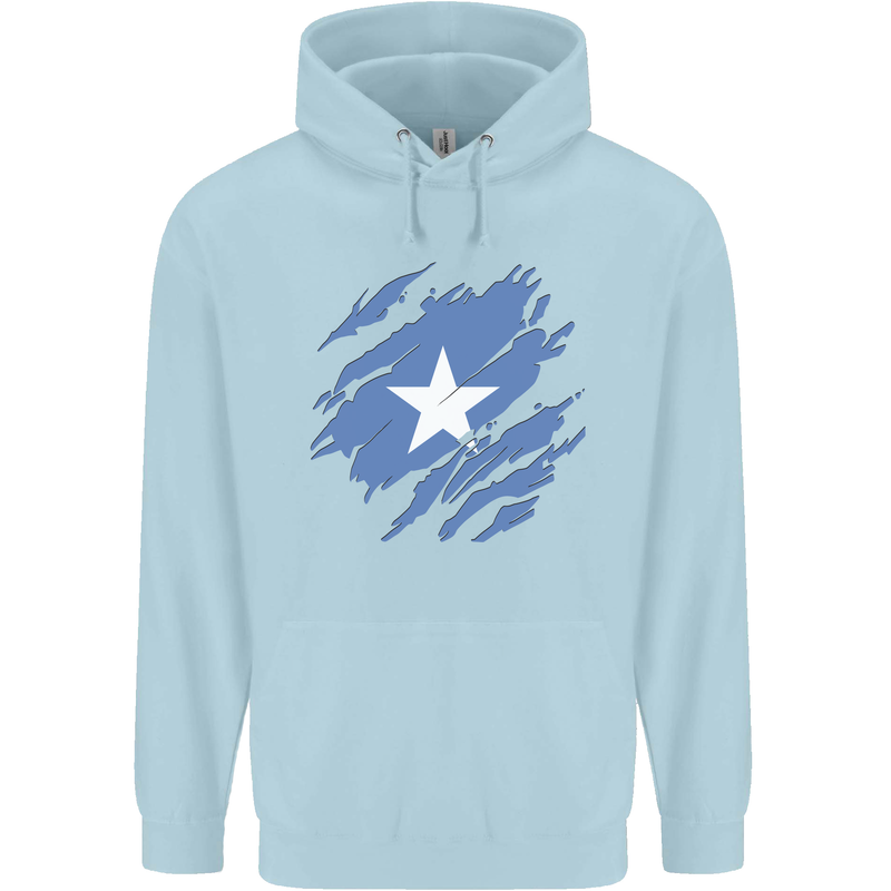 Torn Somalia Flag Somalian Day Football Mens 80% Cotton Hoodie Light Blue