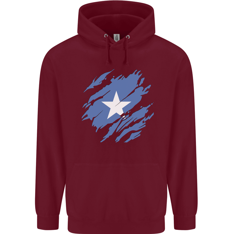 Torn Somalia Flag Somalian Day Football Mens 80% Cotton Hoodie Maroon