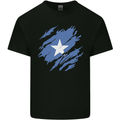 Torn Somalia Flag Somalian Day Football Mens Cotton T-Shirt Tee Top Black