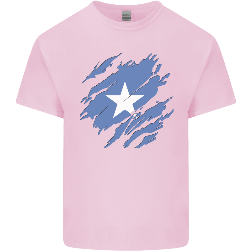 Torn Somalia Flag Somalian Day Football Mens Cotton T-Shirt Tee Top Light Pink