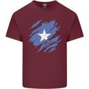 Torn Somalia Flag Somalian Day Football Mens Cotton T-Shirt Tee Top Maroon