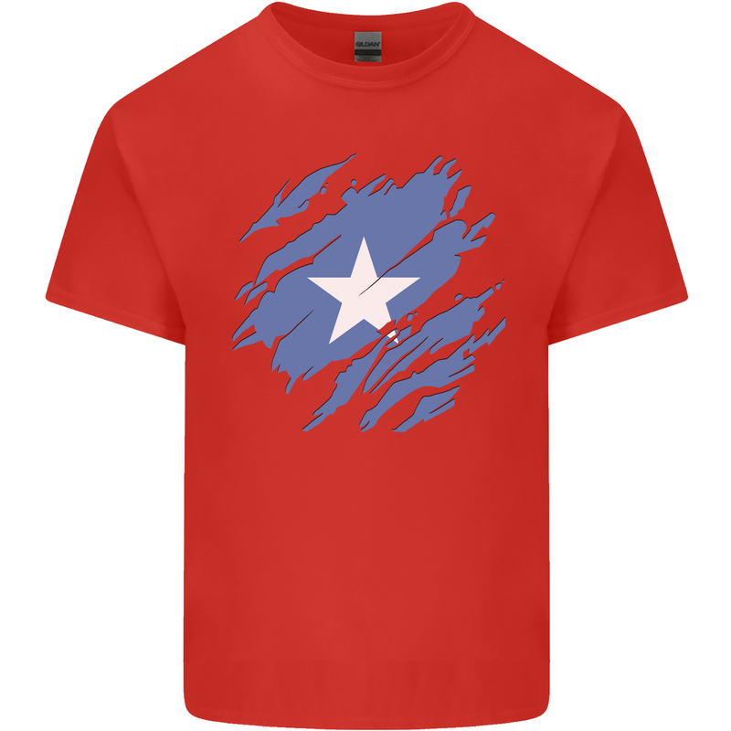 Torn Somalia Flag Somalian Day Football Mens Cotton T-Shirt Tee Top Red