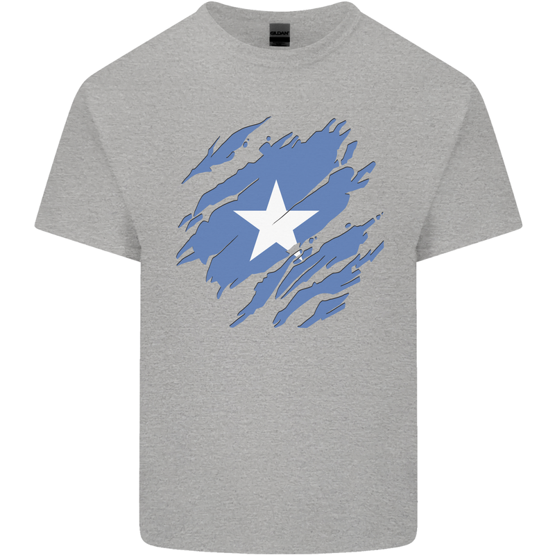 Torn Somalia Flag Somalian Day Football Mens Cotton T-Shirt Tee Top Sports Grey