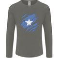 Torn Somalia Flag Somalian Day Football Mens Long Sleeve T-Shirt Charcoal