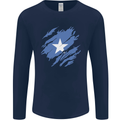 Torn Somalia Flag Somalian Day Football Mens Long Sleeve T-Shirt Navy Blue