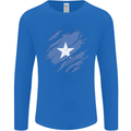 Torn Somalia Flag Somalian Day Football Mens Long Sleeve T-Shirt Royal Blue