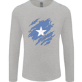Torn Somalia Flag Somalian Day Football Mens Long Sleeve T-Shirt Sports Grey