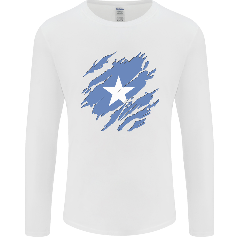 Torn Somalia Flag Somalian Day Football Mens Long Sleeve T-Shirt White