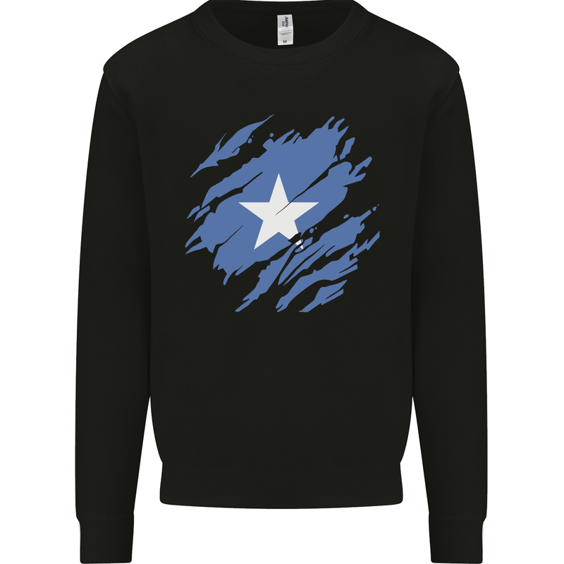 Torn Somalia Flag Somalian Day Football Mens Sweatshirt Jumper Black