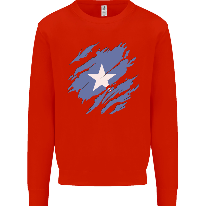 Torn Somalia Flag Somalian Day Football Mens Sweatshirt Jumper Bright Red