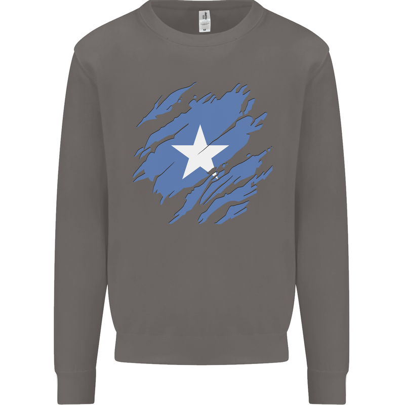 Torn Somalia Flag Somalian Day Football Mens Sweatshirt Jumper Charcoal