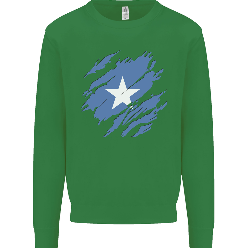 Torn Somalia Flag Somalian Day Football Mens Sweatshirt Jumper Irish Green