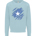 Torn Somalia Flag Somalian Day Football Mens Sweatshirt Jumper Light Blue
