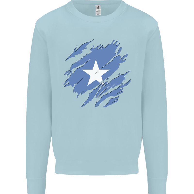 Torn Somalia Flag Somalian Day Football Mens Sweatshirt Jumper Light Blue