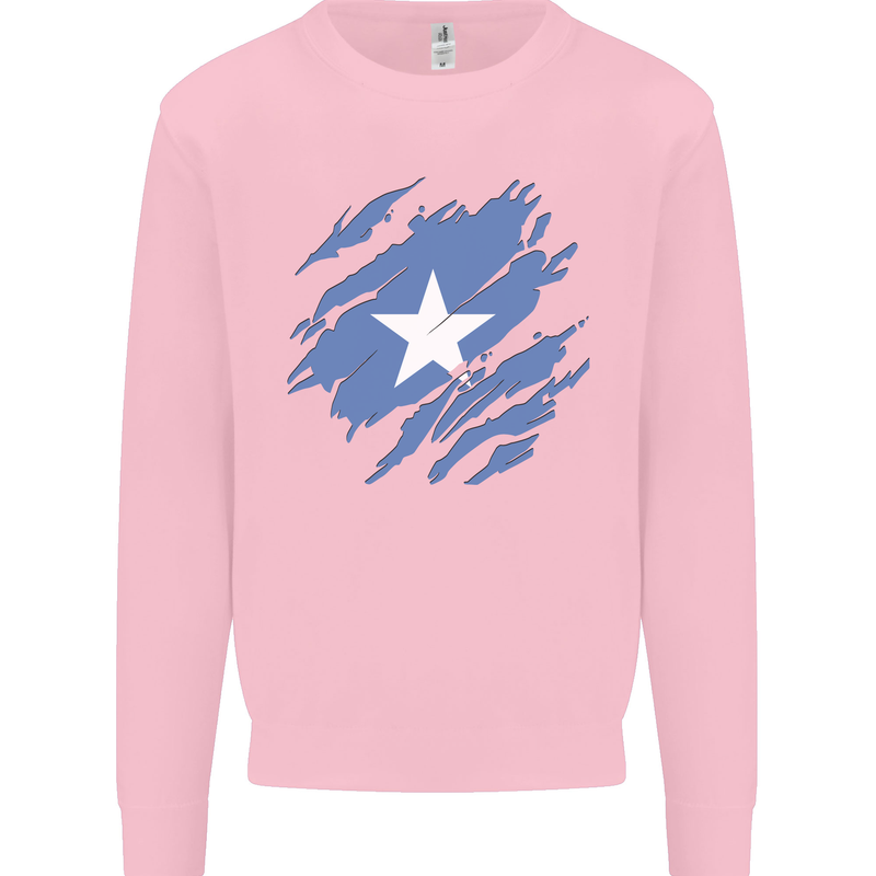 Torn Somalia Flag Somalian Day Football Mens Sweatshirt Jumper Light Pink