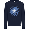 Torn Somalia Flag Somalian Day Football Mens Sweatshirt Jumper Navy Blue