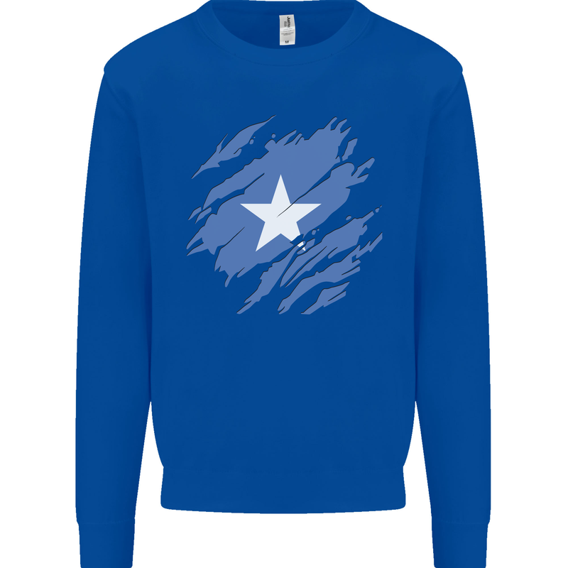 Torn Somalia Flag Somalian Day Football Mens Sweatshirt Jumper Royal Blue