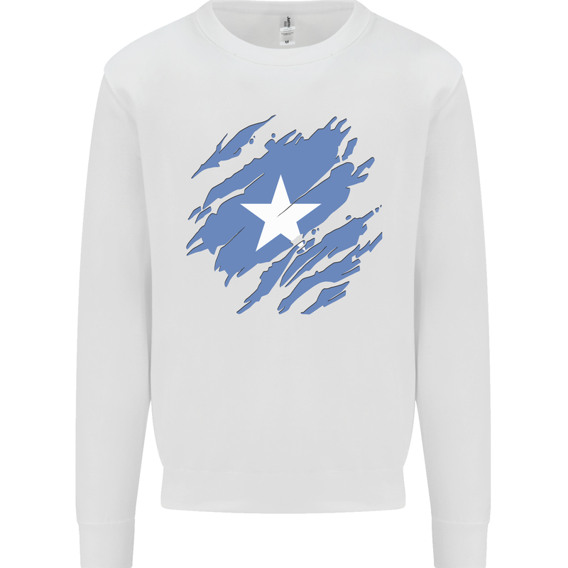 Torn Somalia Flag Somalian Day Football Mens Sweatshirt Jumper White