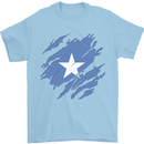 Torn Somalia Flag Somalian Day Football Mens T-Shirt 100% Cotton Light Blue