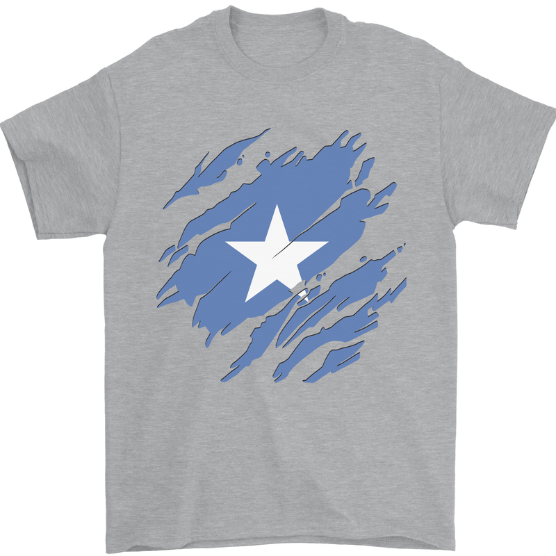 Torn Somalia Flag Somalian Day Football Mens T-Shirt 100% Cotton Sports Grey