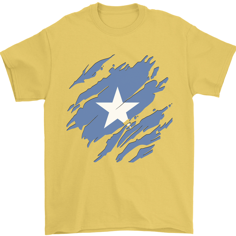 Torn Somalia Flag Somalian Day Football Mens T-Shirt 100% Cotton Yellow