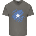 Torn Somalia Flag Somalian Day Football Mens V-Neck Cotton T-Shirt Charcoal