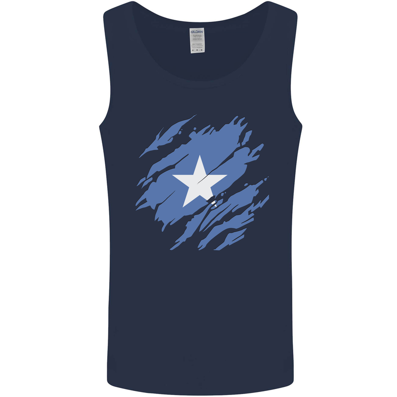 Torn Somalia Flag Somalian Day Football Mens Vest Tank Top Navy Blue