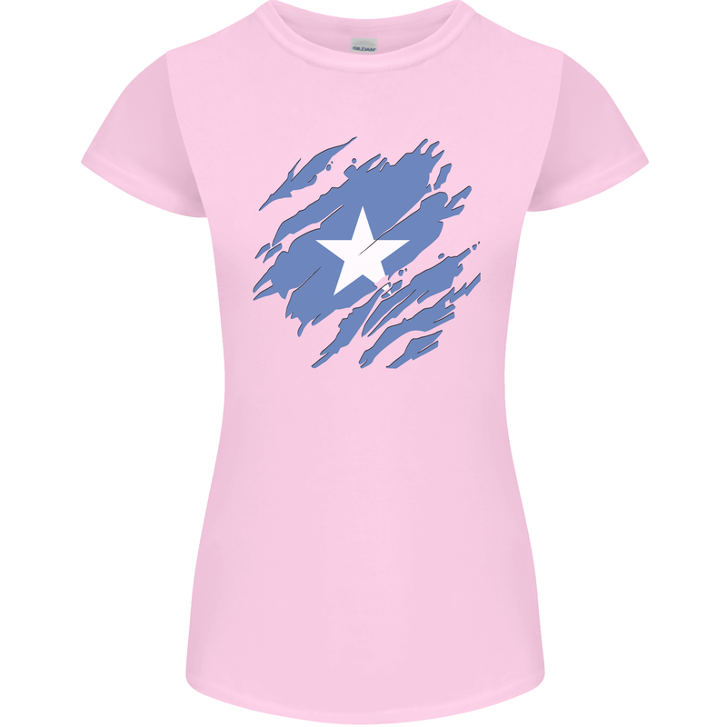 Torn Somalia Flag Somalian Day Football Womens Petite Cut T-Shirt Light Pink