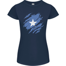 Torn Somalia Flag Somalian Day Football Womens Petite Cut T-Shirt Navy Blue