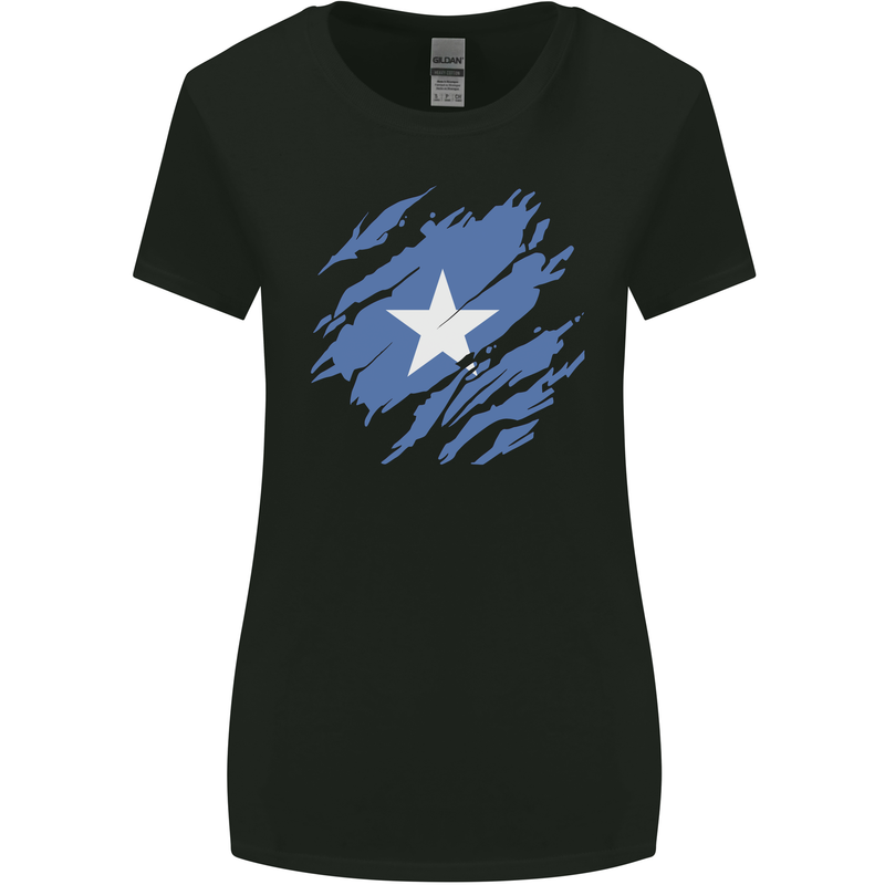 Torn Somalia Flag Somalian Day Football Womens Wider Cut T-Shirt Black